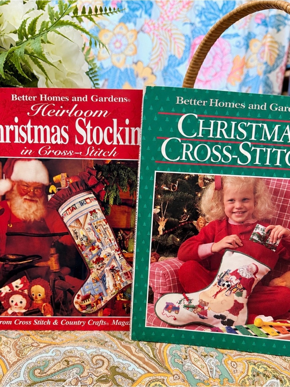 Vintage Better Homes & Gardens Christmas Cross Stitch Books Stocking Patterns Lo